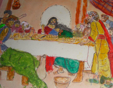 MC Jones Outsider Artist painting of The Last Supper